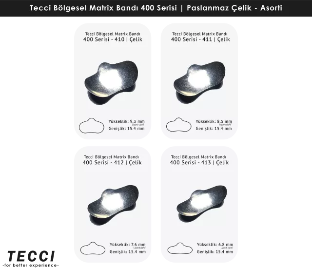 Tecci Bölgesel Matrix Bandı 400 Serisi Asorti – Paslanmaz Çelik