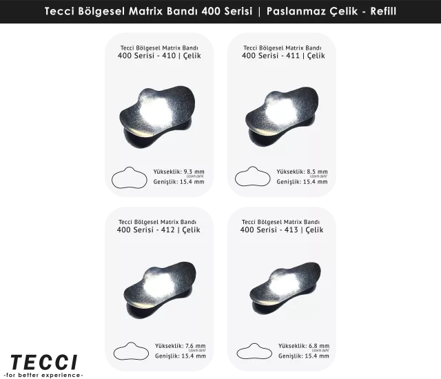 Tecci Bölgesel Matrix Bandı 400 Serisi Refill – Paslanmaz Çelik