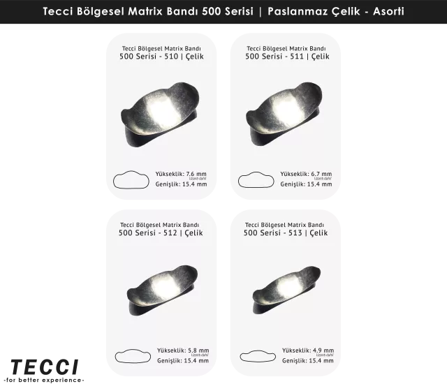 Tecci Bölgesel Matrix Bandı 500 Serisi Asorti - Çelik