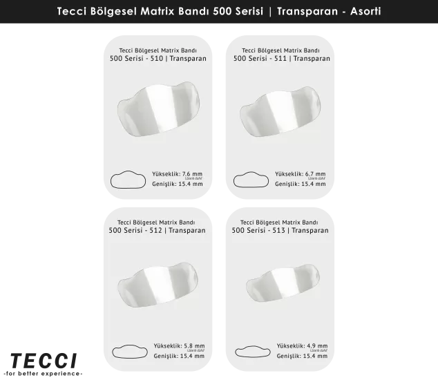 Tecci Bölgesel Matrix Bandı 500 Serisi Asorti – Transparan