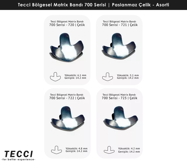 Tecci Bölgesel Matrix Bandı 700 Serisi Asorti – Paslanmaz Çelik