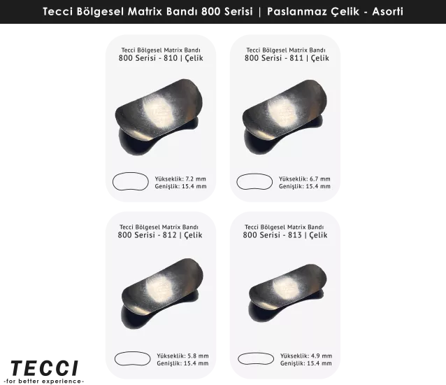 Tecci Bölgesel Matrix Bandı 800 Serisi Asorti – Paslanmaz Çelik