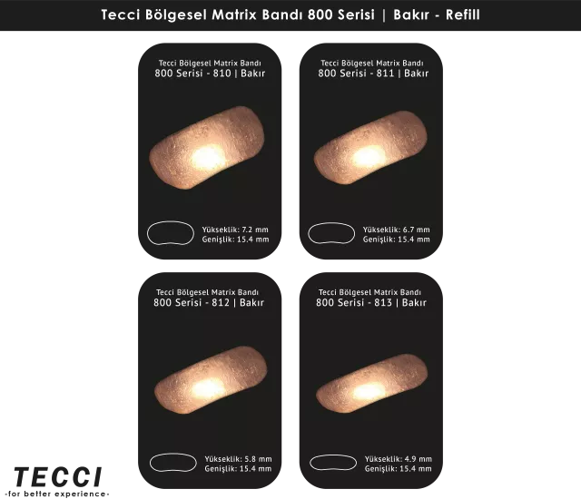 Tecci Bölgesel Matrix Bandı 800 Serisi Refill – Bakır