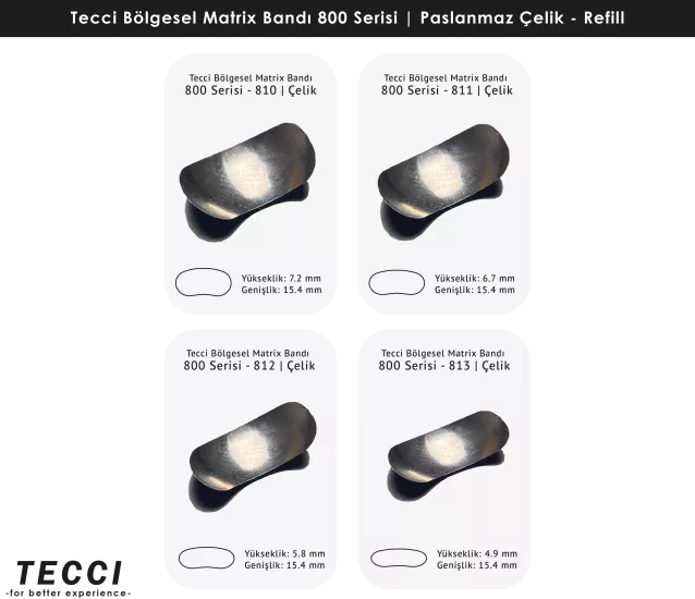 Tecci Bölgesel Matrix Bandı 800 Serisi Refill – Paslanmaz Çelik