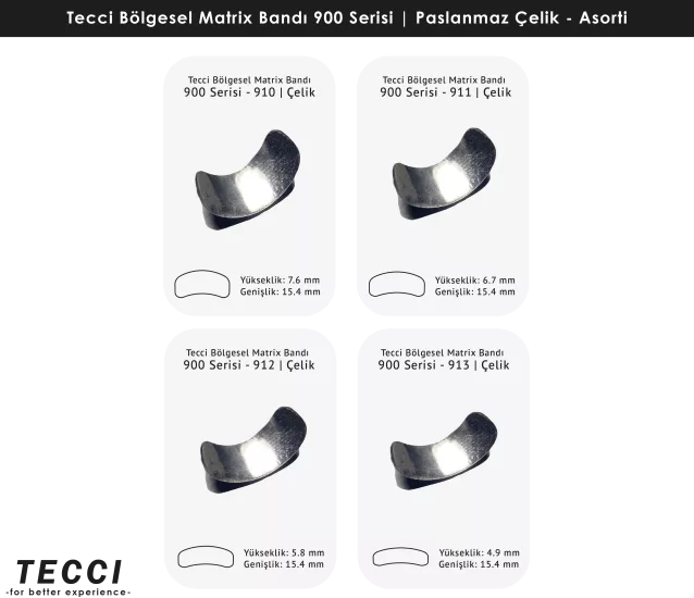 Tecci Bölgesel Matrix Bandı 900 Serisi Asorti – Paslanmaz Çelik