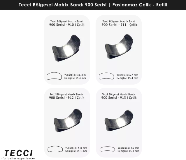 Tecci Bölgesel Matrix Bandı 900 Serisi Refill – Paslanmaz Çelik