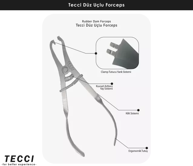 Tecci Düz Uçlu Rubber Dam Forceps