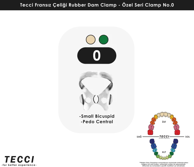 Tecci Fransız Çeliği Rubber Dam Clamp - No.0