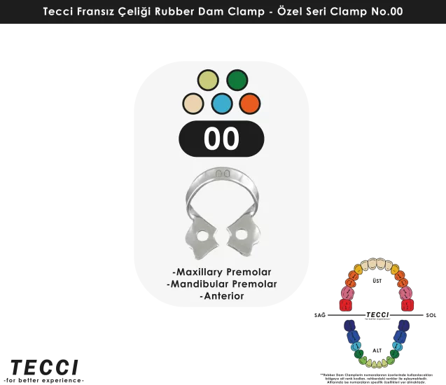 Tecci Fransız Çeliği Rubber Dam Clamp - No.00