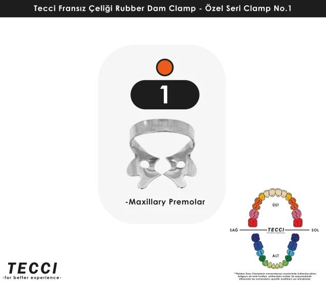 Tecci Fransız Çeliği Rubber Dam Clamp - No.1