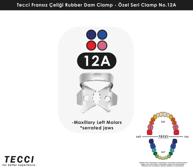 Tecci Fransız Çeliği Rubber Dam Clamp - No.12A