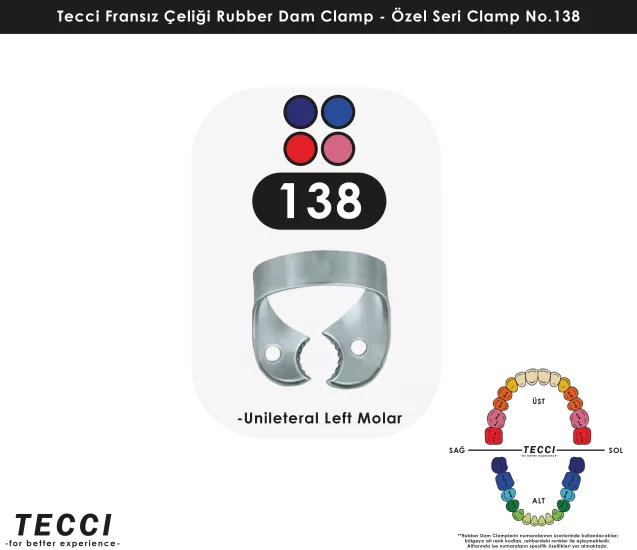 Tecci Fransız Çeliği Rubber Dam Clamp - No.138