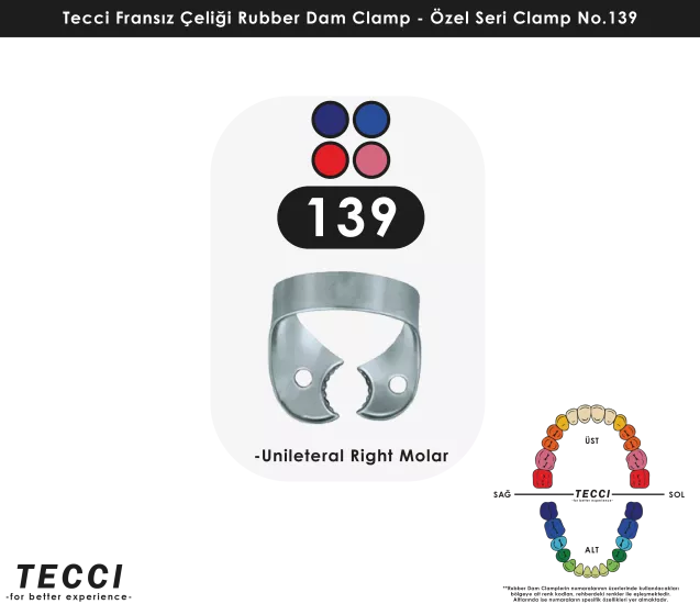 Tecci Fransız Çeliği Rubber Dam Clamp - No.139
