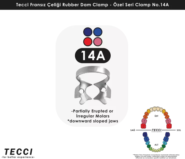 Tecci Fransız Çeliği Rubber Dam Clamp - No.14A