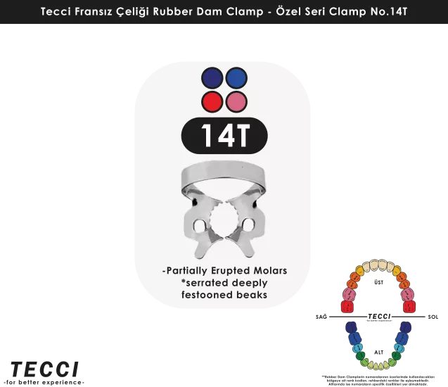 Tecci Fransız Çeliği Rubber Dam Clamp - No.14T