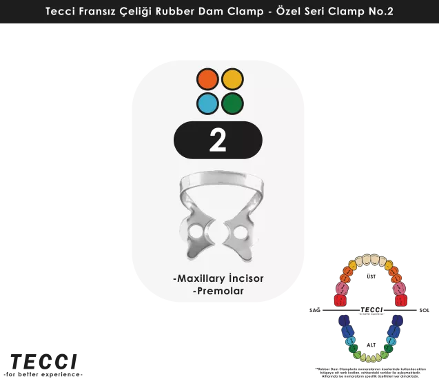 Tecci Fransız Çeliği Rubber Dam Clamp - No.2