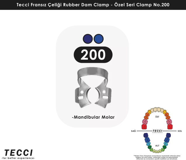 Tecci Fransız Çeliği Rubber Dam Clamp - No.200