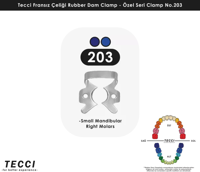 Tecci Fransız Çeliği Rubber Dam Clamp - No.203