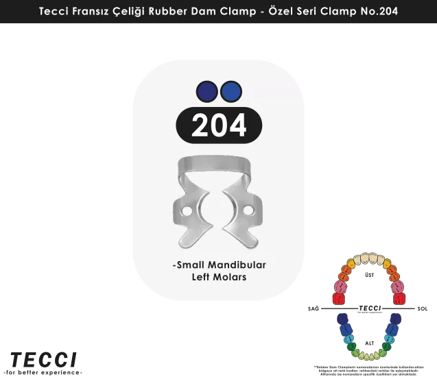 Tecci Fransız Çeliği Rubber Dam Clamp - No.204