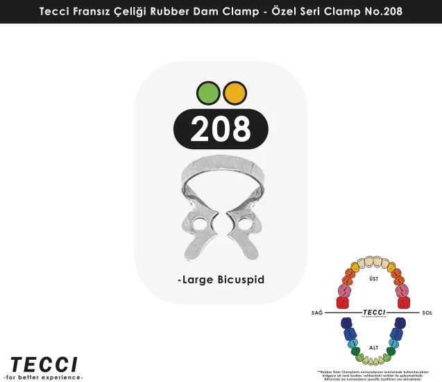Tecci Fransız Çeliği Rubber Dam Clamp - No.208
