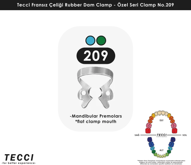 Tecci Fransız Çeliği Rubber Dam Clamp - No.209