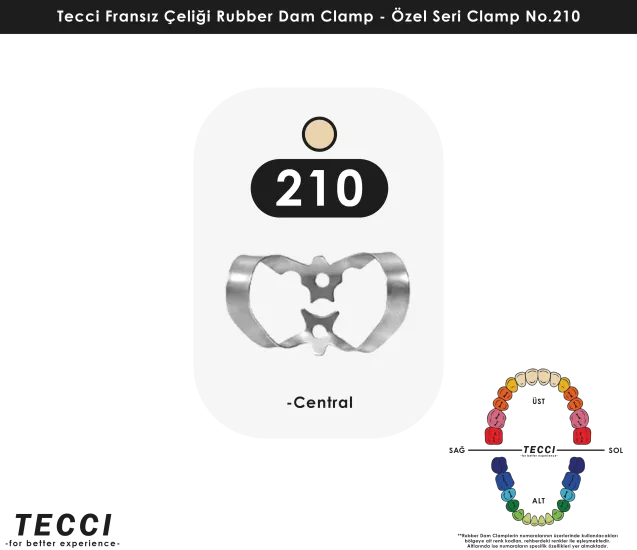Tecci Fransız Çeliği Rubber Dam Clamp - No.210
