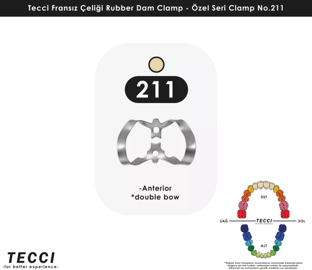 Tecci Fransız Çeliği Rubber Dam Clamp - No.211