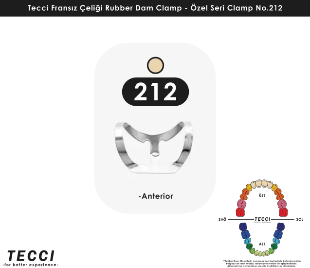 Tecci Fransız Çeliği Rubber Dam Clamp - No.212