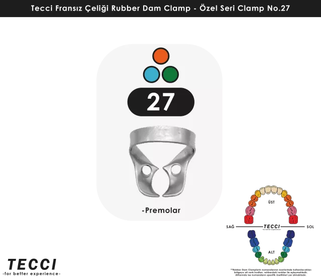 Tecci Fransız Çeliği Rubber Dam Clamp - No.27