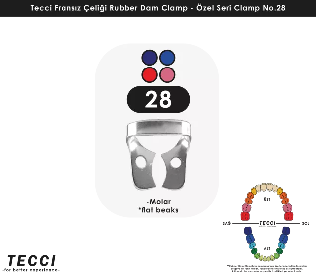 Tecci Fransız Çeliği Rubber Dam Clamp - No.28