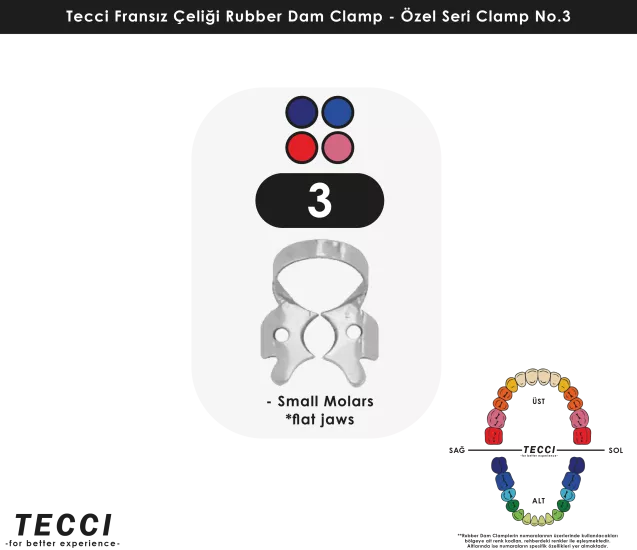 Tecci Fransız Çeliği Rubber Dam Clamp - No.3