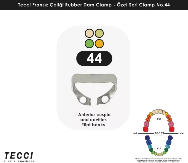 Tecci Fransız Çeliği Rubber Dam Clamp - No.44