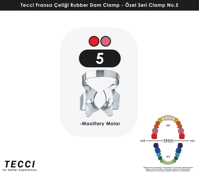 Tecci Fransız Çeliği Rubber Dam Clamp - No.5