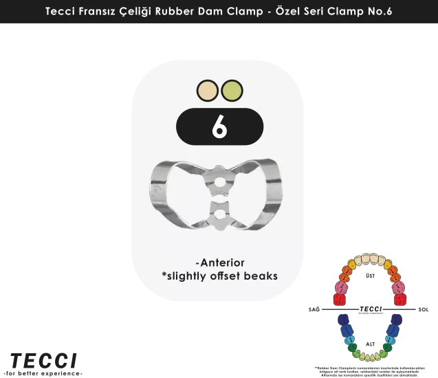 Tecci Fransız Çeliği Rubber Dam Clamp - No.6