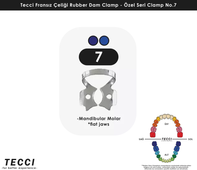 Tecci Fransız Çeliği Rubber Dam Clamp - No.7