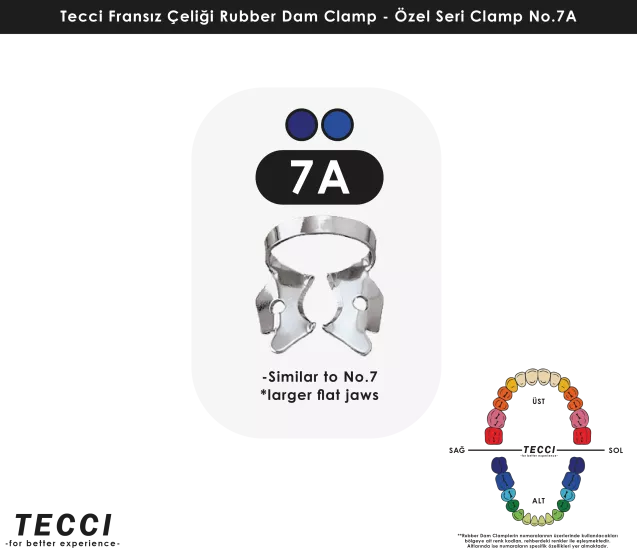 Tecci Fransız Çeliği Rubber Dam Clamp - No.7A