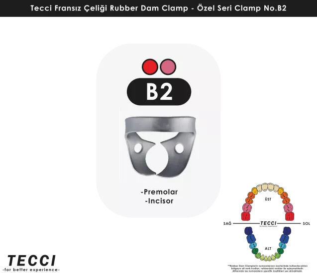 Tecci Fransız Çeliği Rubber Dam Clamp - No.B2