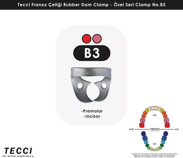 Tecci Fransız Çeliği Rubber Dam Clamp - No.B3