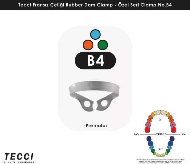 Tecci Fransız Çeliği Rubber Dam Clamp - No.B4