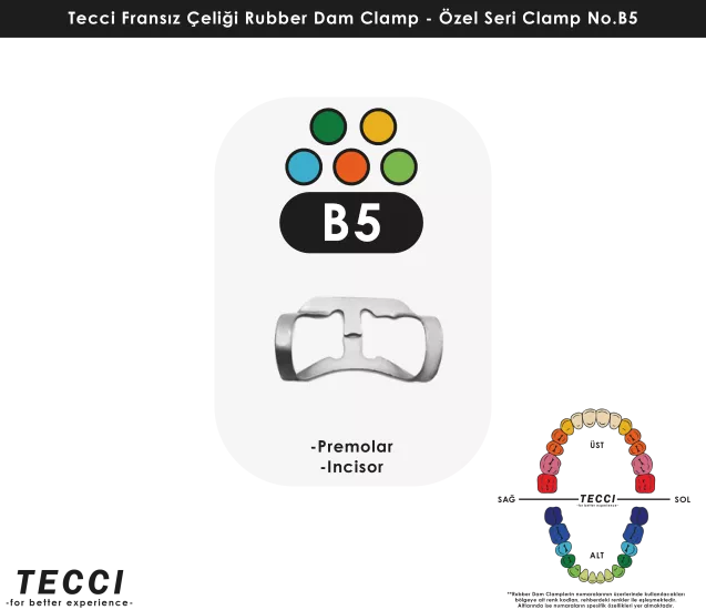 Tecci Fransız Çeliği Rubber Dam Clamp - No.B5