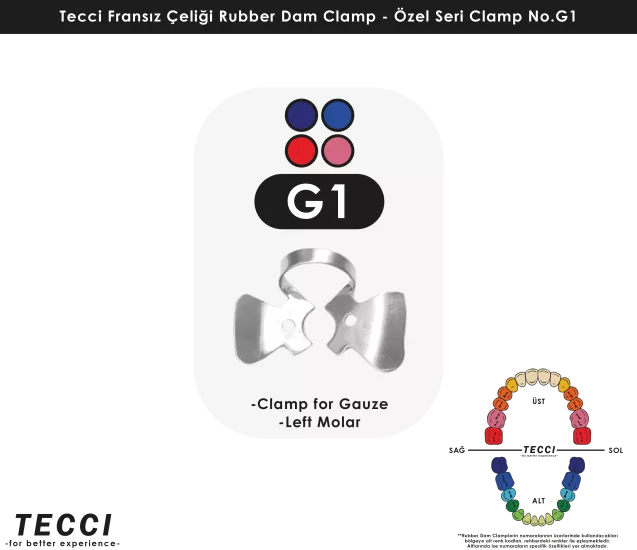 Tecci Fransız Çeliği Rubber Dam Clamp - No.G1