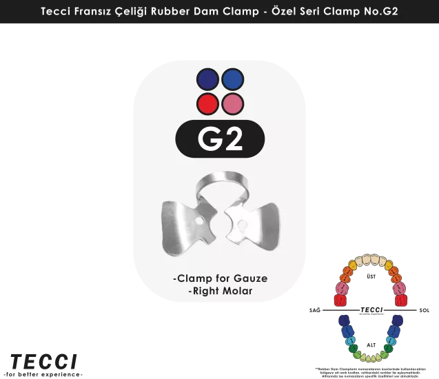 Tecci Fransız Çeliği Rubber Dam Clamp - No.G2