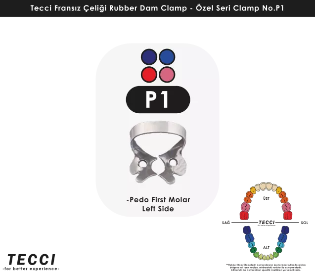 Tecci Fransız Çeliği Rubber Dam Clamp - No.P1