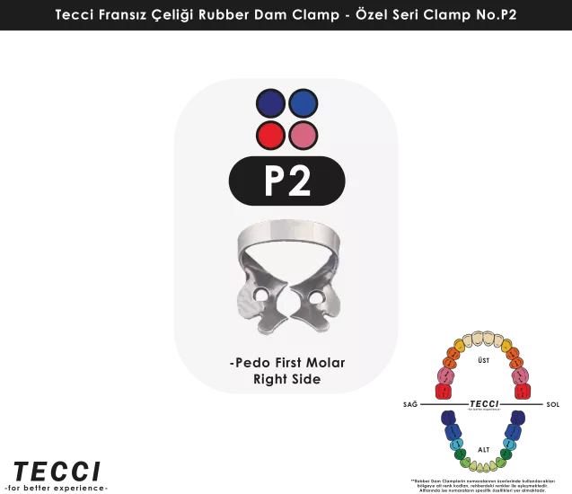 Tecci Fransız Çeliği Rubber Dam Clamp - No.P2