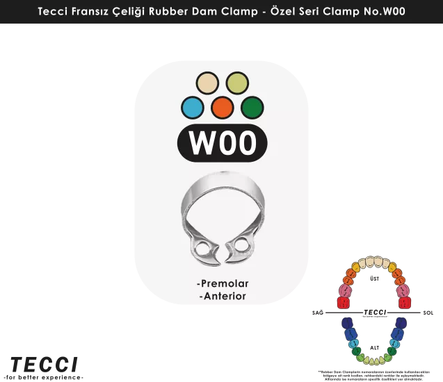 Tecci Fransız Çeliği Rubber Dam Clamp - No.W00