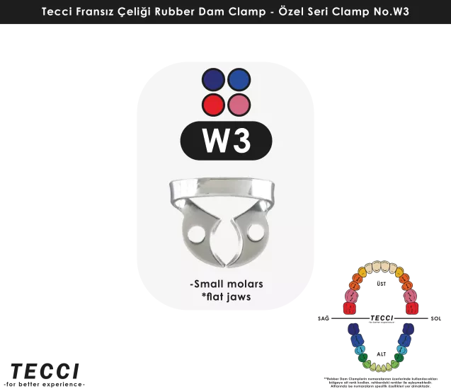 Tecci Fransız Çeliği Rubber Dam Clamp - No.W3