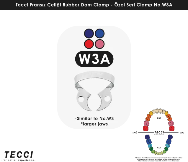 Tecci Fransız Çeliği Rubber Dam Clamp - No.W3A