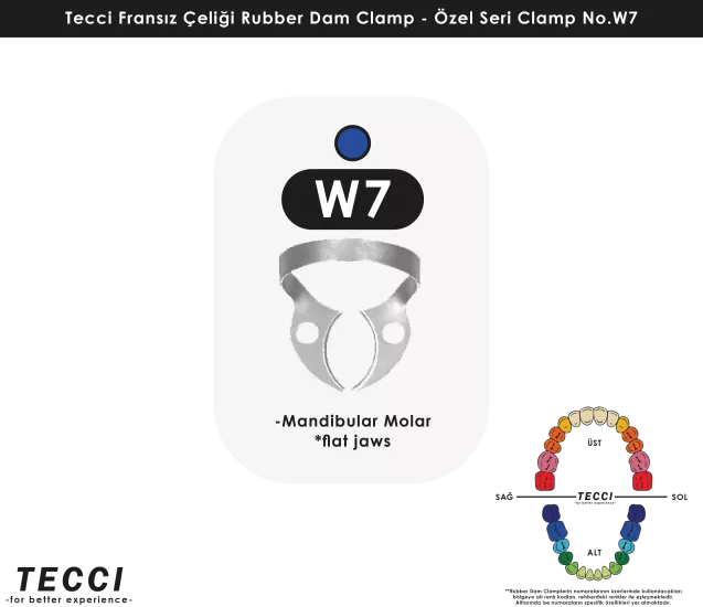 Tecci Fransız Çeliği Rubber Dam Clamp - No.W7