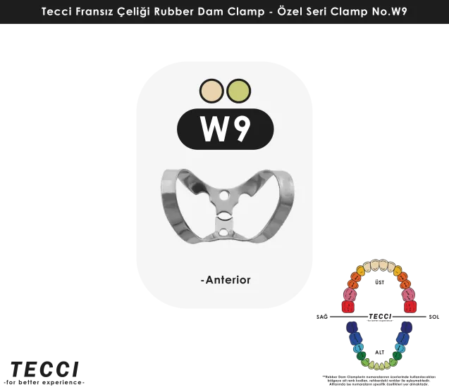 Tecci Fransız Çeliği Rubber Dam Clamp - No.W9