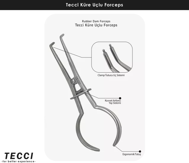 Tecci Küre Uçlu Rubber Dam Forceps